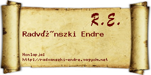 Radvánszki Endre névjegykártya
