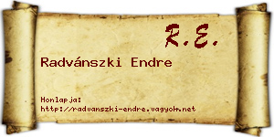 Radvánszki Endre névjegykártya